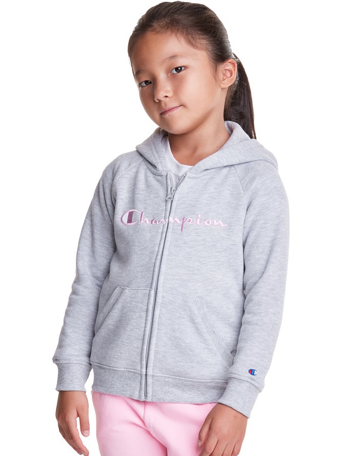 Sudadera Con Capucha Champion Niña - Fleece Raglan Full Zip Script Logo ( Gris ) 1496753-FJ